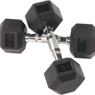 Sporzon! Rubber Encased Hex Dumbbell, 10lb Pair