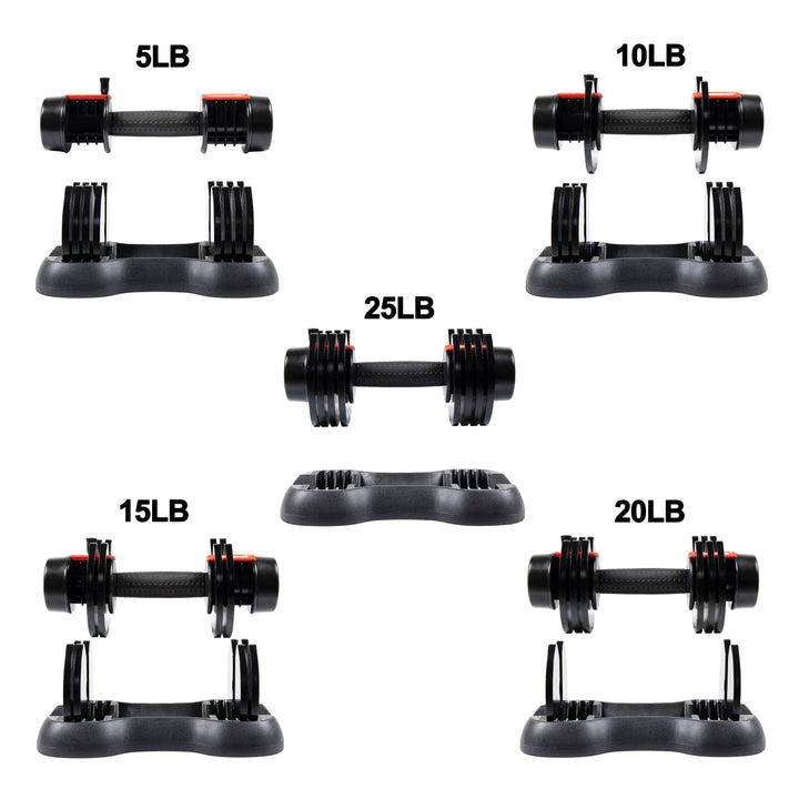 Manubri Regolabili 25lb (11,3kg) – Selezione Rapida Per Allenamento Domestico Completo